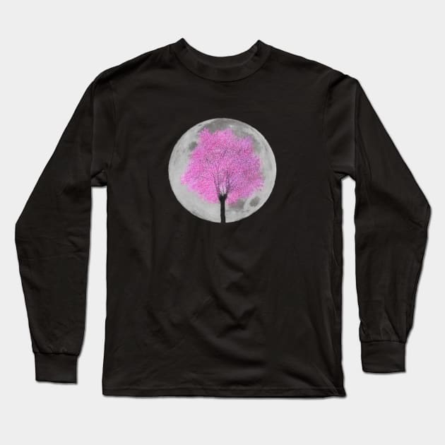Sakura on the Moon Long Sleeve T-Shirt by crtswerks